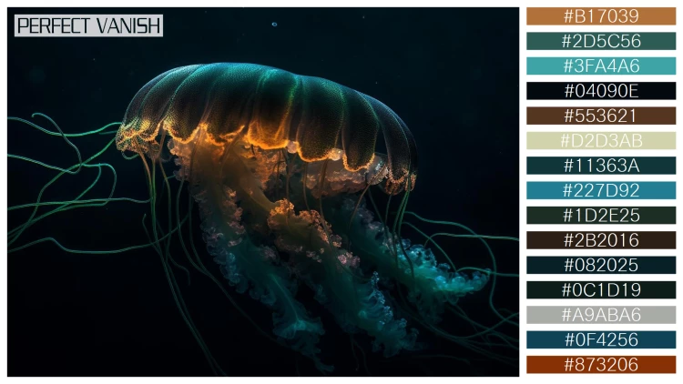 透明感漂うクラゲの無料配色パターン 15色 フリー glowing moon jellyfish