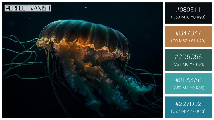 透明感漂うクラゲの無料配色パターン 5色 フリー glowing moon jellyfish
