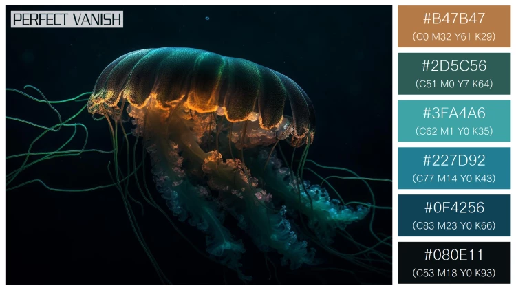 透明感漂うクラゲの無料配色パターン 6色 フリー glowing moon jellyfish