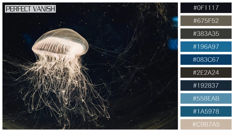 透明感漂うクラゲの無料配色パターン 10色 フリー jellyfish water tank