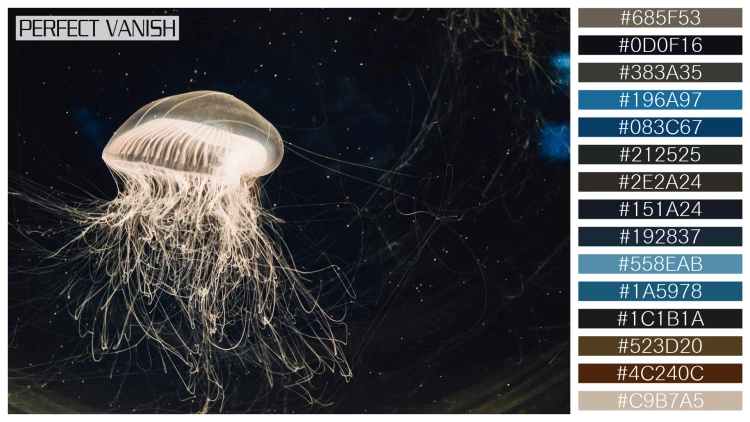 透明感漂うクラゲの無料配色パターン 15色 フリー jellyfish water tank