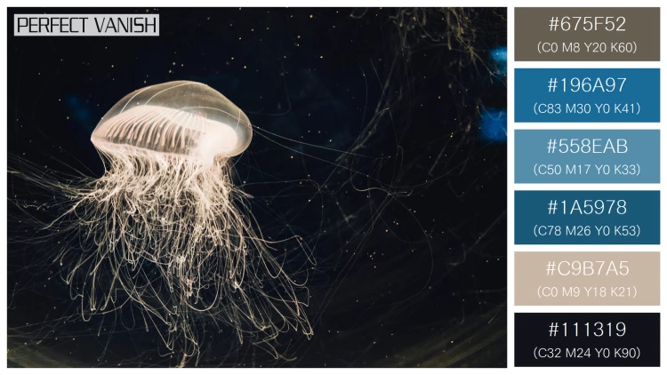透明感漂うクラゲの無料配色パターン 6色 フリー jellyfish water tank