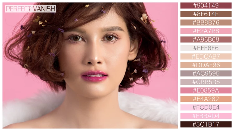 ファッショナブルな女性モデルの無料配色パターン 15色 フリー beautiful asian woman
