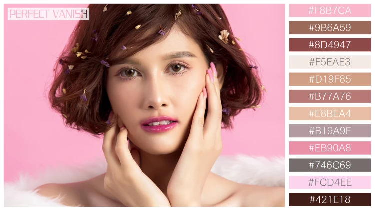 ファッショナブルな女性モデルの無料配色パターン 12色 フリー beautiful asian woman