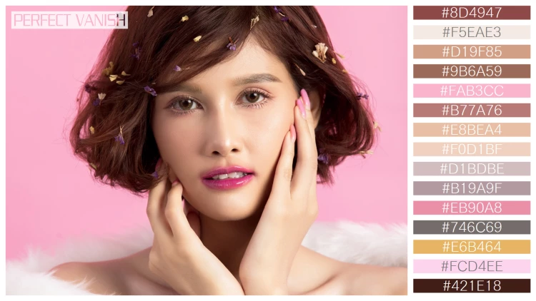 ファッショナブルな女性モデルの無料配色パターン 15色 フリー beautiful asian woman