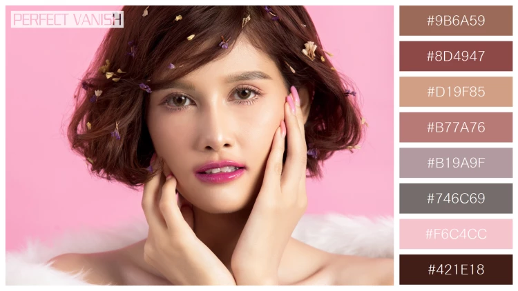 ファッショナブルな女性モデルの無料配色パターン 8色 フリー beautiful asian woman