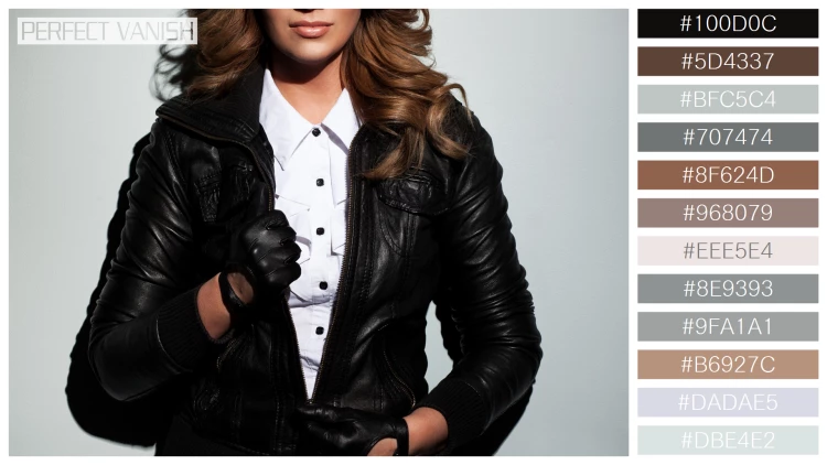 ファッショナブルな女性モデルの無料配色パターン 12色 フリー beautiful woman leather