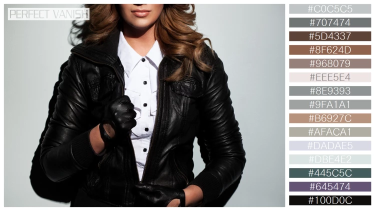 ファッショナブルな女性モデルの無料配色パターン 15色 フリー beautiful woman leather