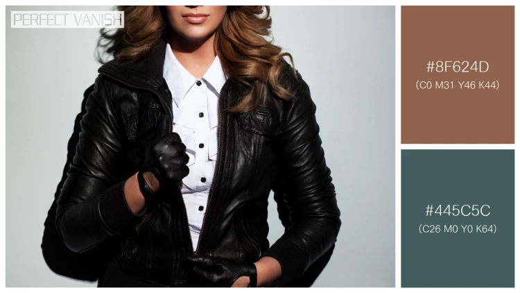 ファッショナブルな女性モデルの無料配色パターン 2色 フリー beautiful woman leather