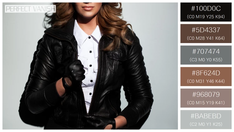 ファッショナブルな女性モデルの無料配色パターン 6色 フリー beautiful woman leather