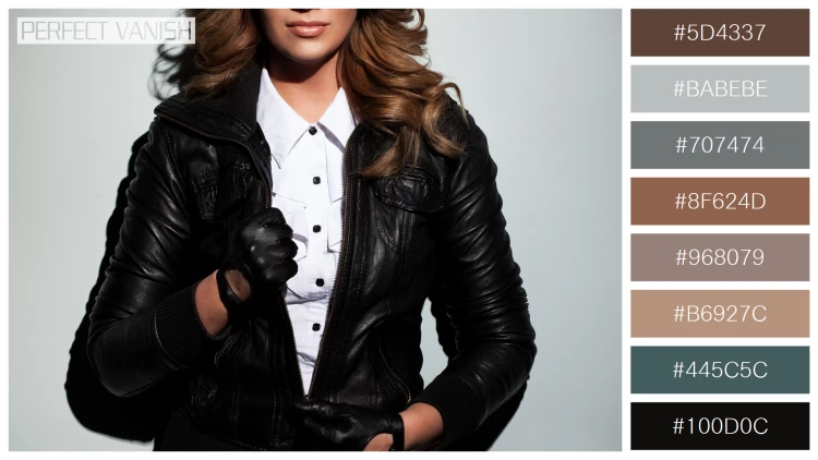 ファッショナブルな女性モデルの無料配色パターン 8色 フリー beautiful woman leather