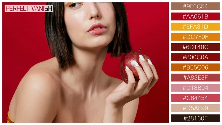 ファッショナブルな女性モデルの無料配色パターン 12色 フリー woman posing apple