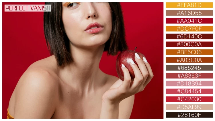ファッショナブルな女性モデルの無料配色パターン 15色 フリー woman posing apple
