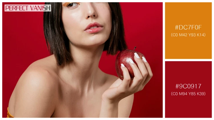 ファッショナブルな女性モデルの無料配色パターン 2色 フリー woman posing apple