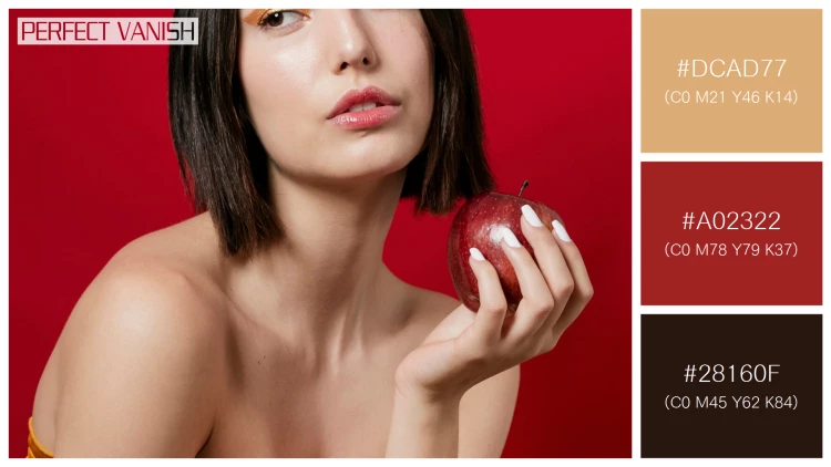 ファッショナブルな女性モデルの無料配色パターン 3色 フリー woman posing apple