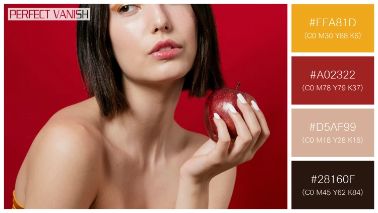 ファッショナブルな女性モデルの無料配色パターン 4色 フリー woman posing apple