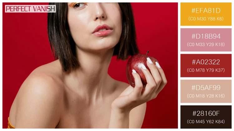 ファッショナブルな女性モデルの無料配色パターン 5色 フリー woman posing apple