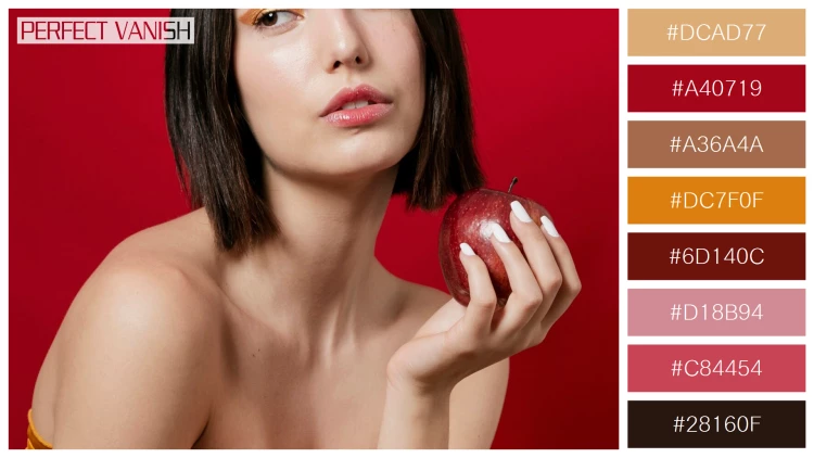 ファッショナブルな女性モデルの無料配色パターン 8色 フリー woman posing apple