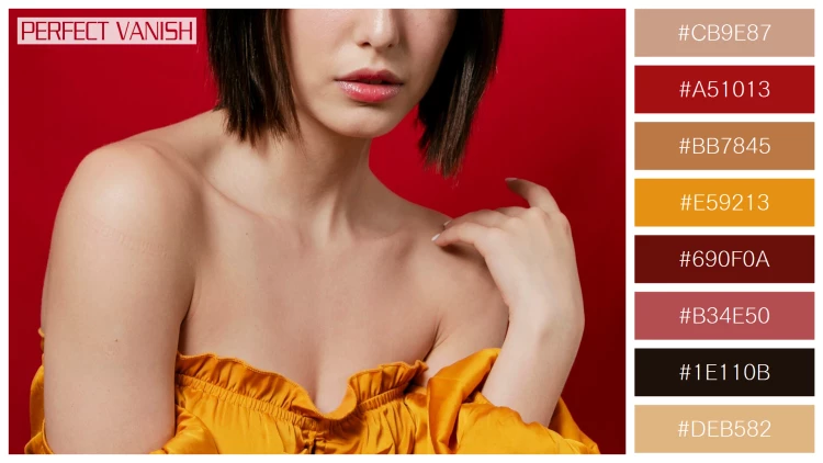 ファッショナブルな女性モデルの無料配色パターン 8色 フリー woman posing yellow
