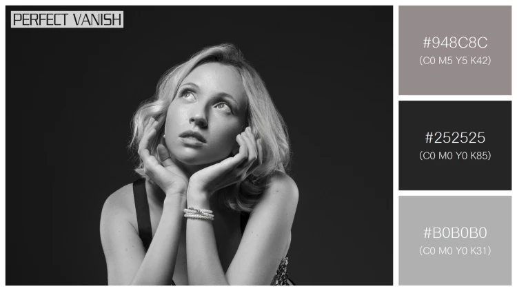 ファッショナブルな女性モデルの無料配色パターン 3色 フリー black white portrait