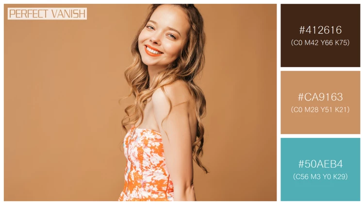 ファッショナブルな女性モデルの無料配色パターン 3色 フリー portrait beautiful smiling