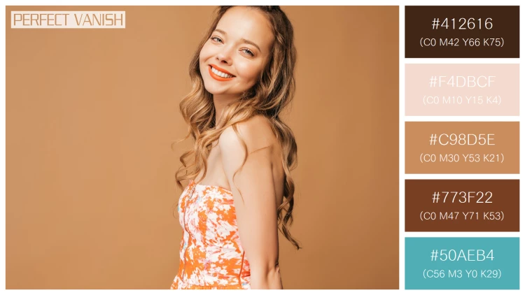ファッショナブルな女性モデルの無料配色パターン 5色 フリー portrait beautiful smiling