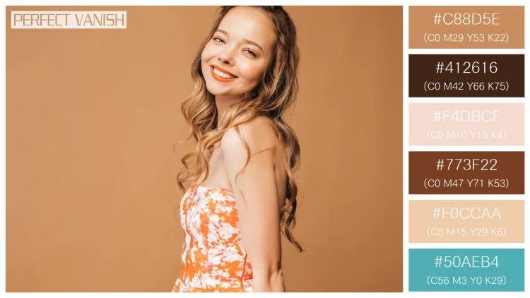 ファッショナブルな女性モデルの無料配色パターン 6色 フリー portrait beautiful smiling