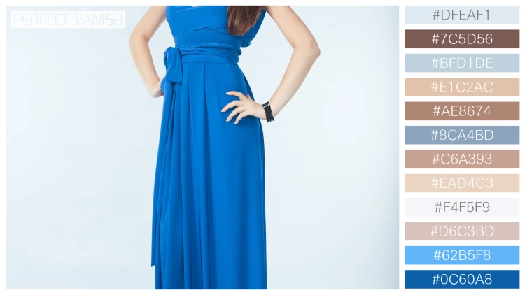 ファッショナブルな女性モデルの無料配色パターン 12色 フリー young woman blue