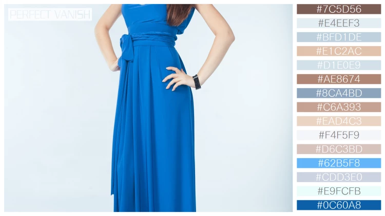 ファッショナブルな女性モデルの無料配色パターン 15色 フリー young woman blue