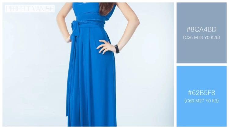 ファッショナブルな女性モデルの無料配色パターン 2色 フリー young woman blue