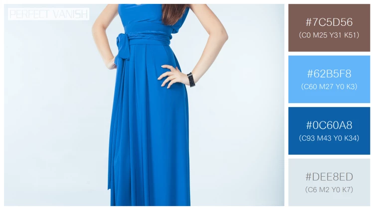 ファッショナブルな女性モデルの無料配色パターン 4色 フリー young woman blue