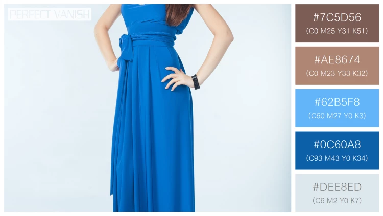 ファッショナブルな女性モデルの無料配色パターン 5色 フリー young woman blue