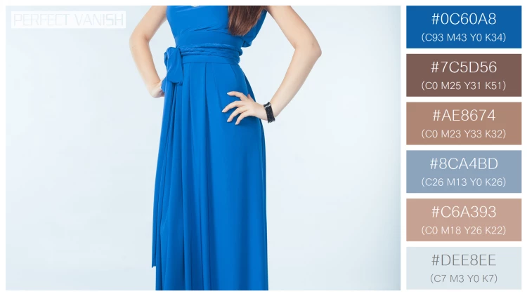 ファッショナブルな女性モデルの無料配色パターン 6色 フリー young woman blue