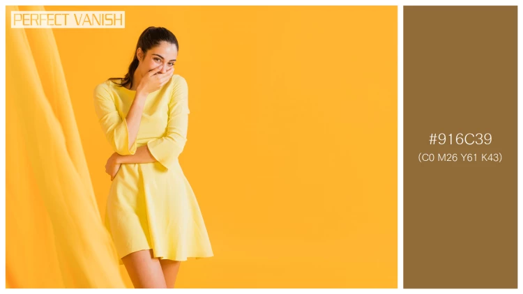 ファッショナブルな女性モデルの無料配色パターン 1色 フリー happy woman yellow