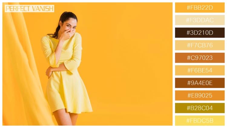 ファッショナブルな女性モデルの無料配色パターン 10色 フリー happy woman yellow
