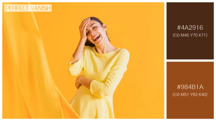 ファッショナブルな女性モデルの無料配色パターン 2色 フリー happy woman yellow
