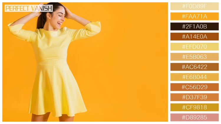 ファッショナブルな女性モデルの無料配色パターン 12色 フリー happy woman yellow