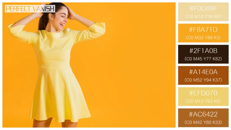 ファッショナブルな女性モデルの無料配色パターン 6色 フリー happy woman yellow