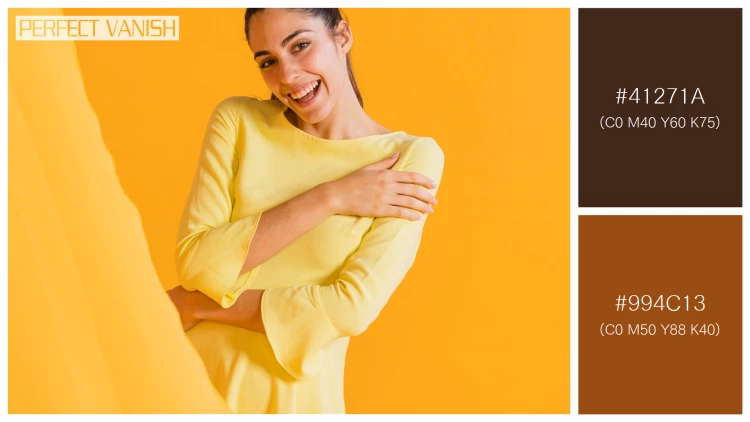 ファッショナブルな女性モデルの無料配色パターン 2色 フリー happy woman yellow