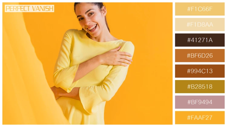 ファッショナブルな女性モデルの無料配色パターン 8色 フリー happy woman yellow