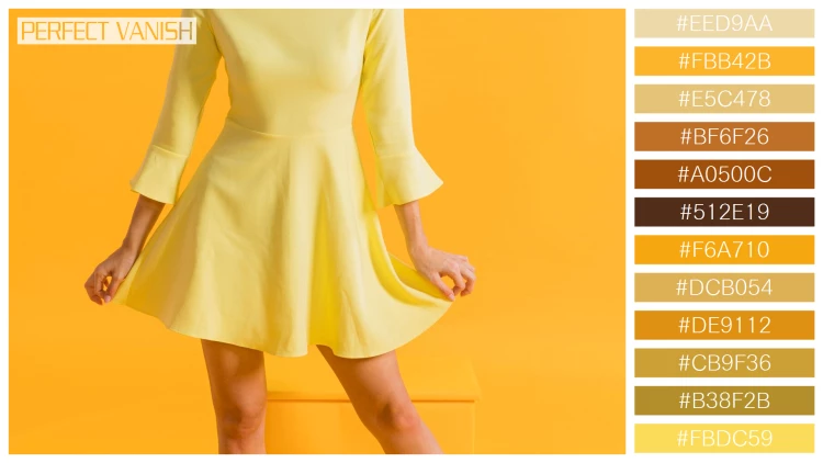 ファッショナブルな女性モデルの無料配色パターン 12色 フリー happy woman yellow