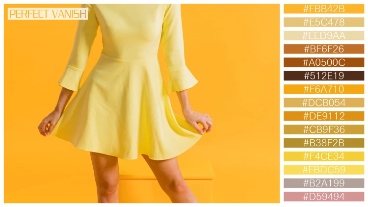 ファッショナブルな女性モデルの無料配色パターン 15色 フリー happy woman yellow