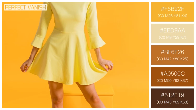 ファッショナブルな女性モデルの無料配色パターン 5色 フリー happy woman yellow