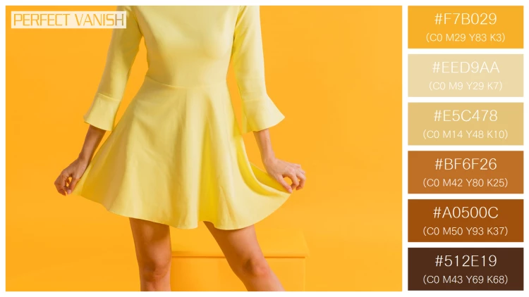 ファッショナブルな女性モデルの無料配色パターン 6色 フリー happy woman yellow