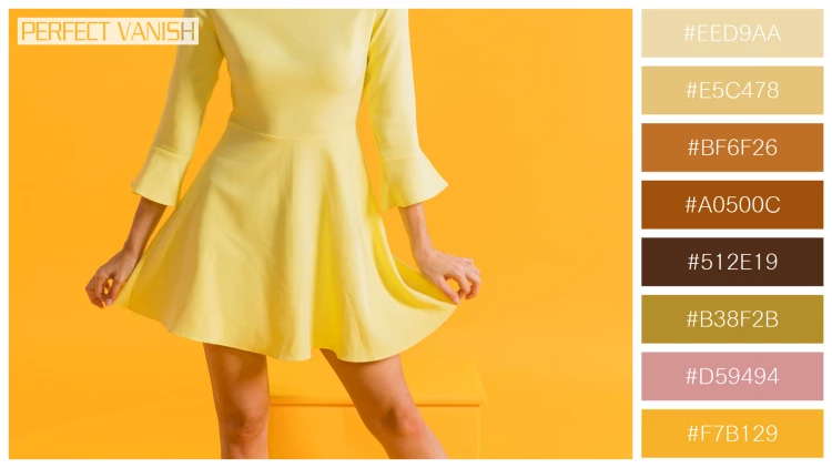 ファッショナブルな女性モデルの無料配色パターン 8色 フリー happy woman yellow