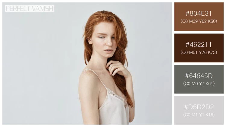 ファッショナブルな女性モデルの無料配色パターン 4色 フリー young redhead woman
