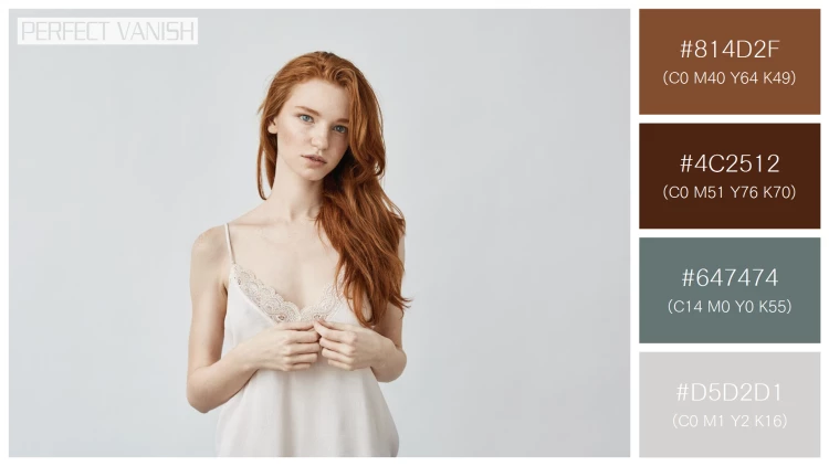 ファッショナブルな女性モデルの無料配色パターン 4色 フリー young redhead woman