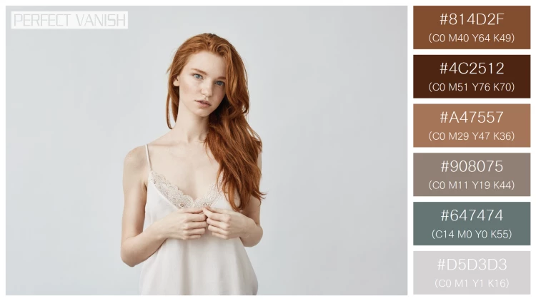 ファッショナブルな女性モデルの無料配色パターン 6色 フリー young redhead woman