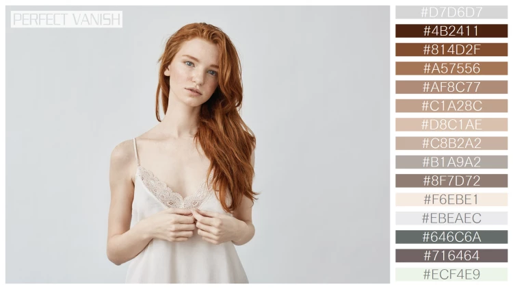 ファッショナブルな女性モデルの無料配色パターン 15色 フリー uncertain young ginger