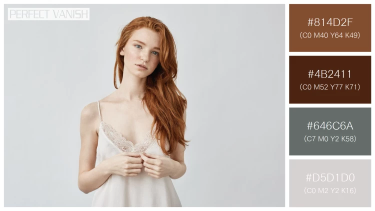 ファッショナブルな女性モデルの無料配色パターン 4色 フリー uncertain young ginger